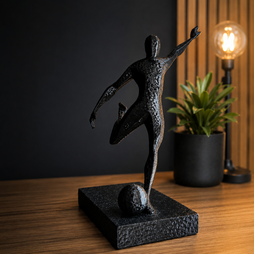 Decoração Jogador de Futebol Escultura Premium Exclusiva Acabamento Premium