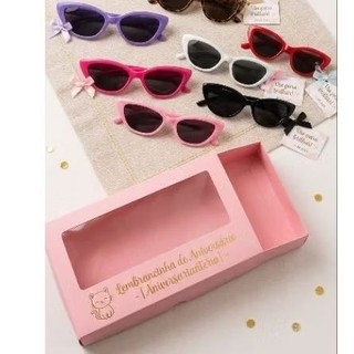 Kit Lembrancinha óculos infantil gatinho rosa Barb, princesa óculos festa, óculos menina kit