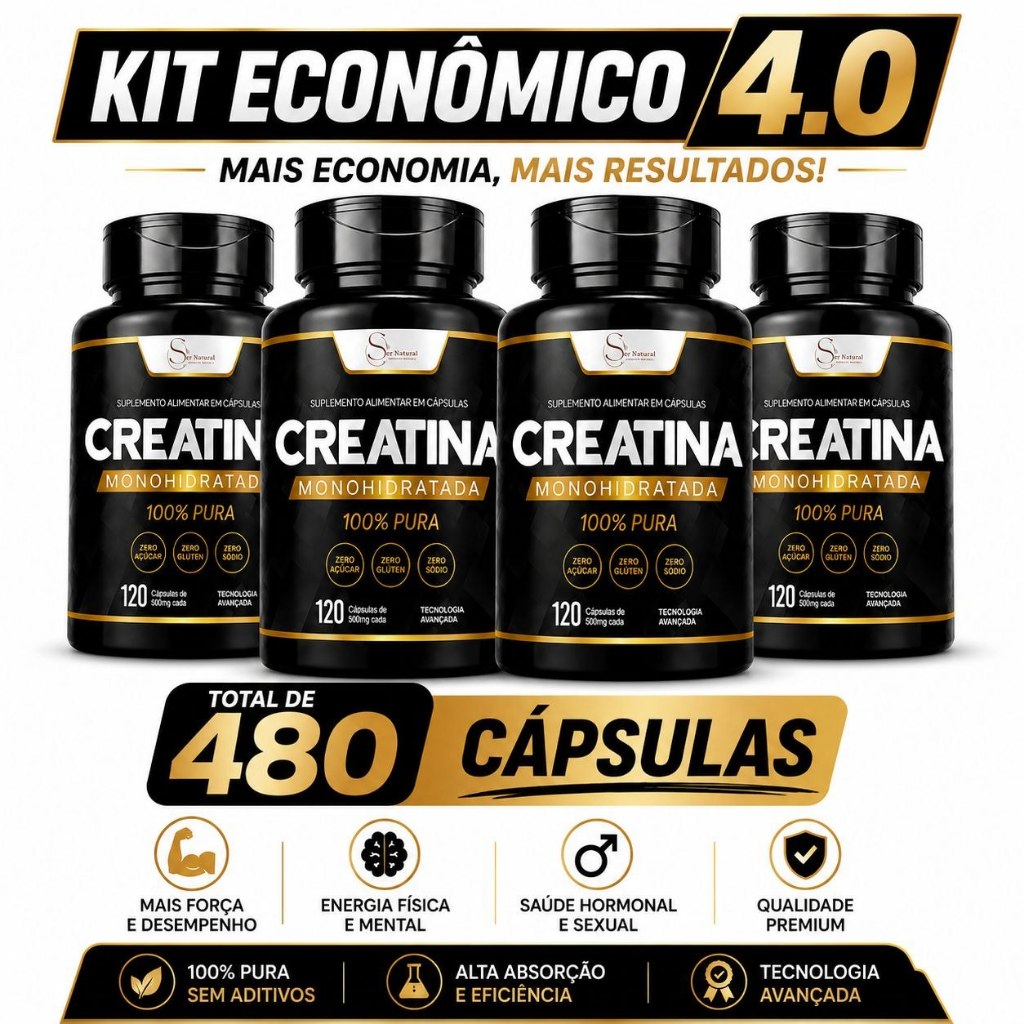 KIT CREATINA MONOHIDRATADA 480 CÁPSULAS