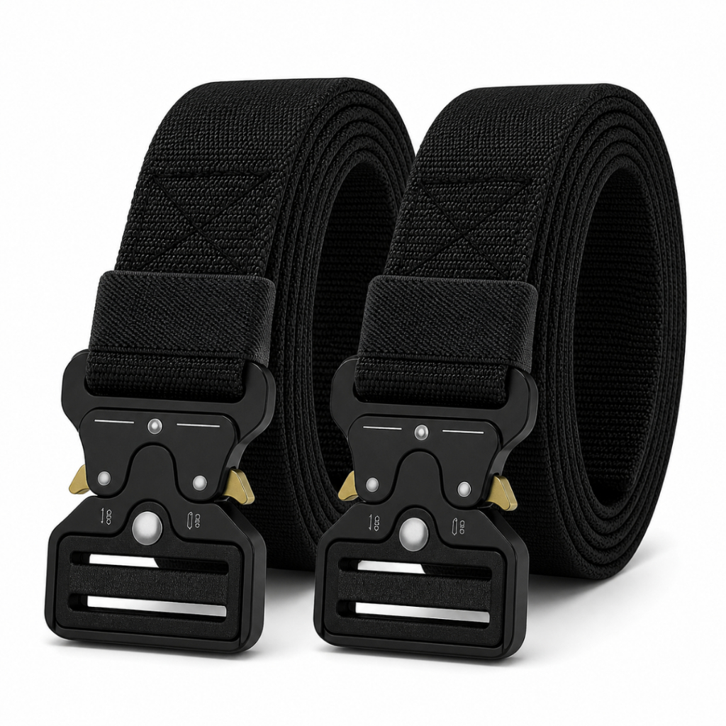 Kit 2 Cintos Elástico Engate Rápido Tático Militar Fivela Reforçada Adulto 115cm até 140cm Preto Verde Bege