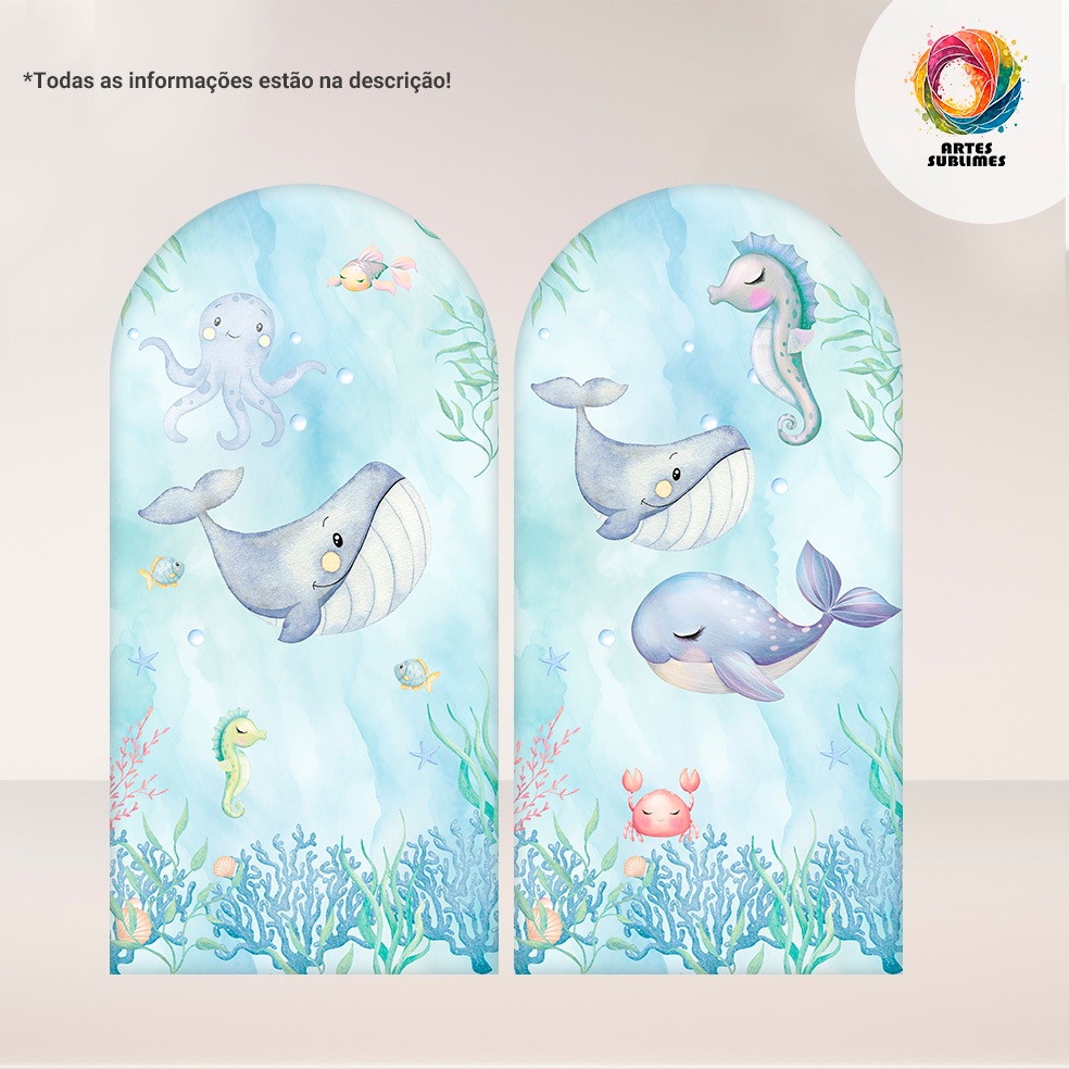 Capas de Painéis Fundo do Mar Azul Romano c/ Elástico e Retangular c/ Overlock - Tam Diversos - OPÇÕES INDIVIDUAIS