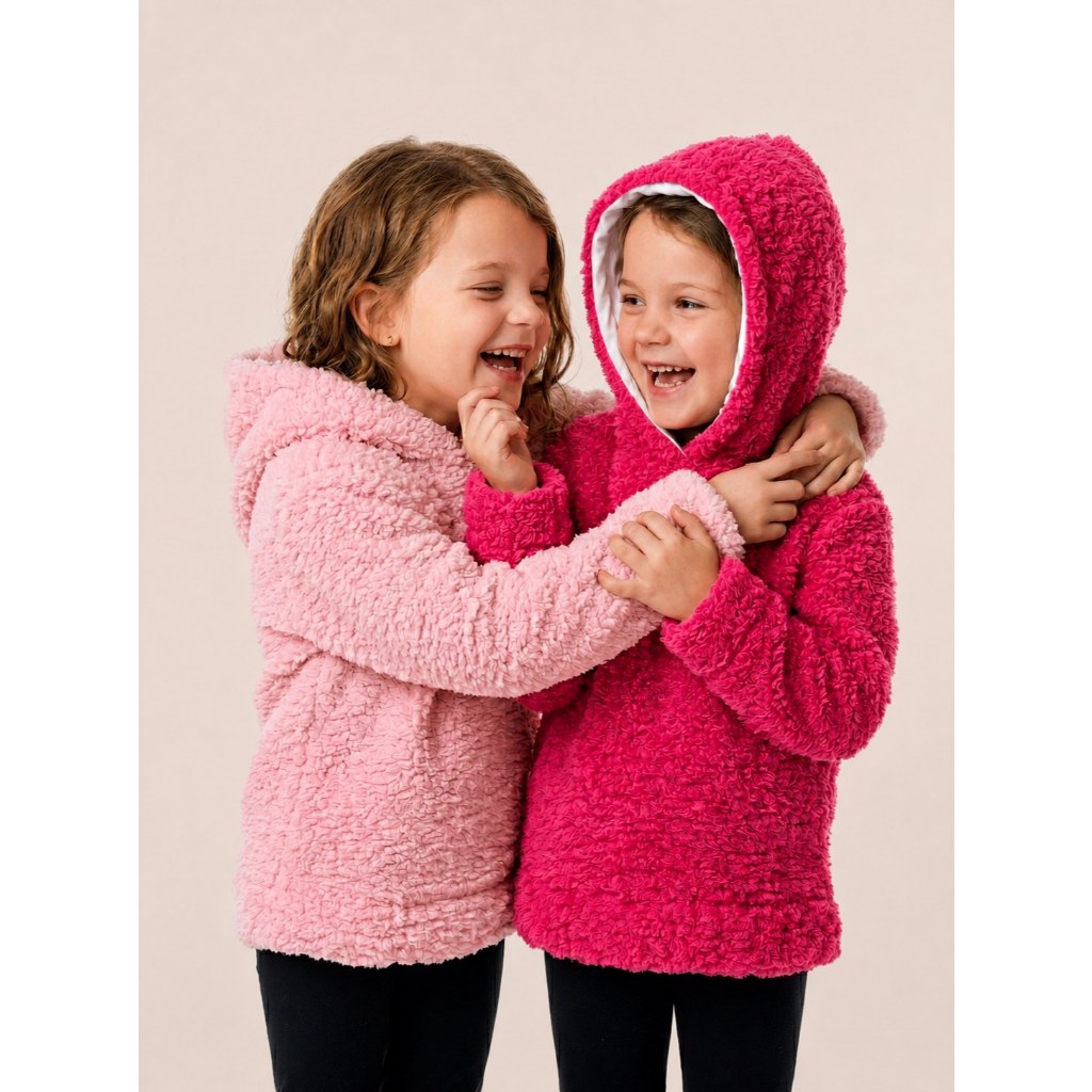 Blusa de Frio Feminina Infantil Juvenil Menina Teddy Casaco Pelúcia Sherpa Inverno Quentinho 2 Ao 16