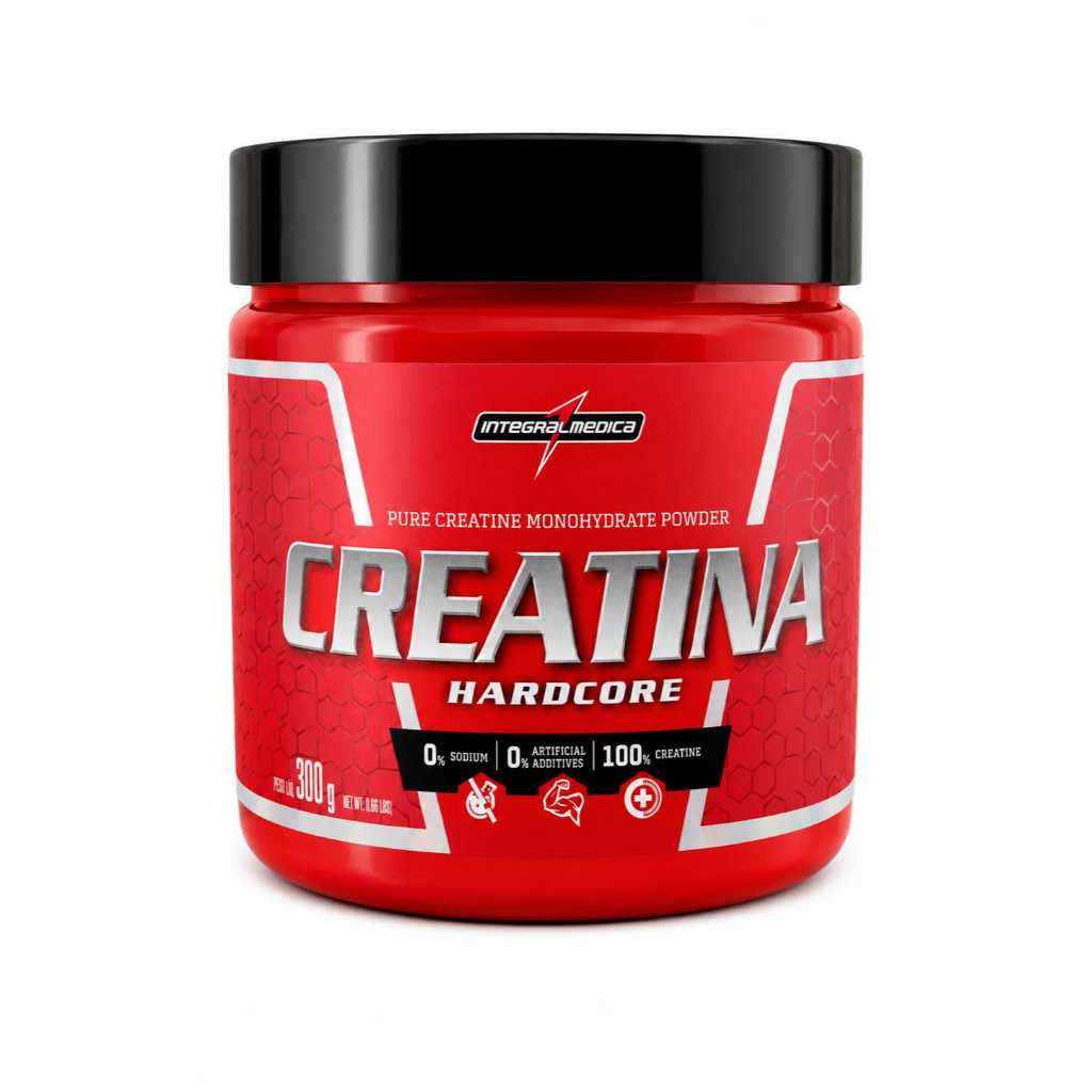 Creatina Hardcore Integralmedica 300g Pura Monohidratada Original - Força e Ganho de Massa Muscular