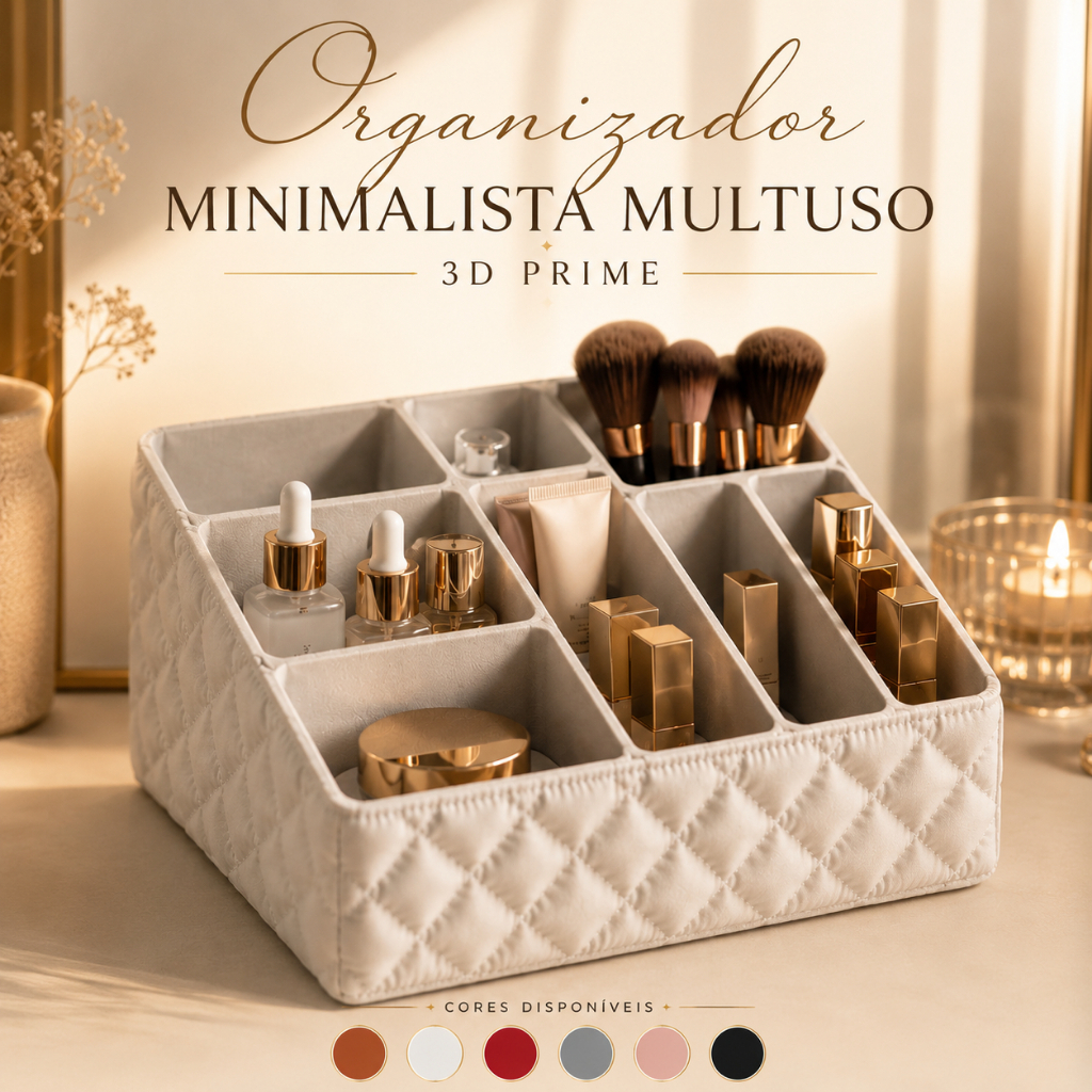 Organizador de Maquiagem Organizza Prime 3d Luxo Banheiro Penteadeira Clean Girl