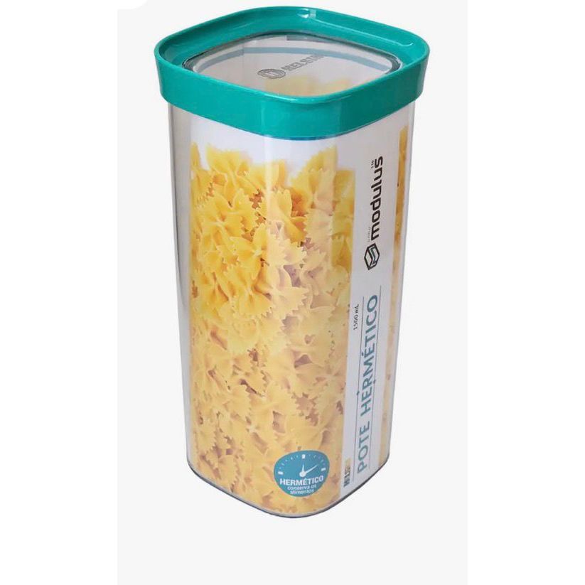 Pote Hermético de 1500 Ml para alimentos e Mantimentos com Tampa verde/ Pote macarrão