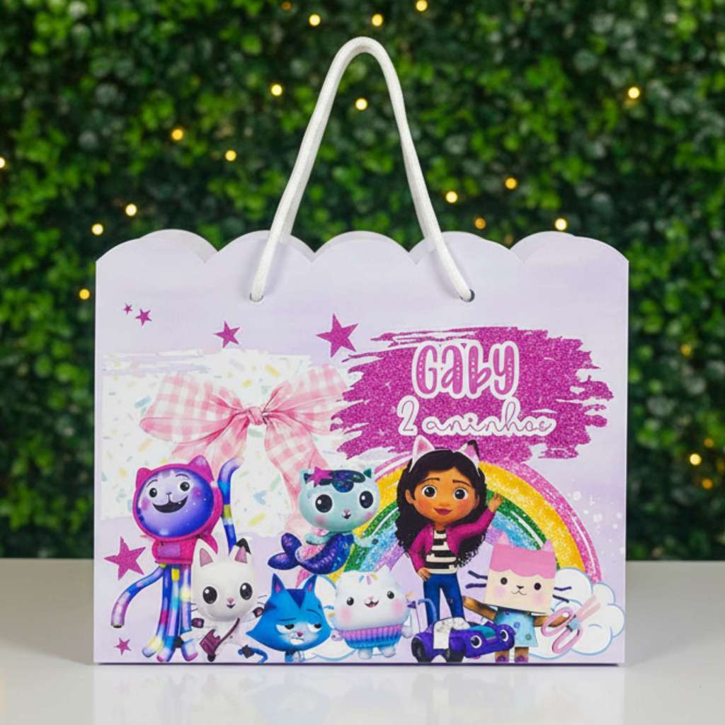 Kit Sacolinha Papelaria Personalizada A Casa Mágica da Gaby Sacola de Lembrancinha para Festa Aniversário