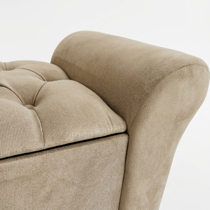 Baú Recamier Divã Paris 150 cm Cama Queen Banco Organizador Puff Capitonê Tecido Estofado Suede Estrutura Madeira  - AV