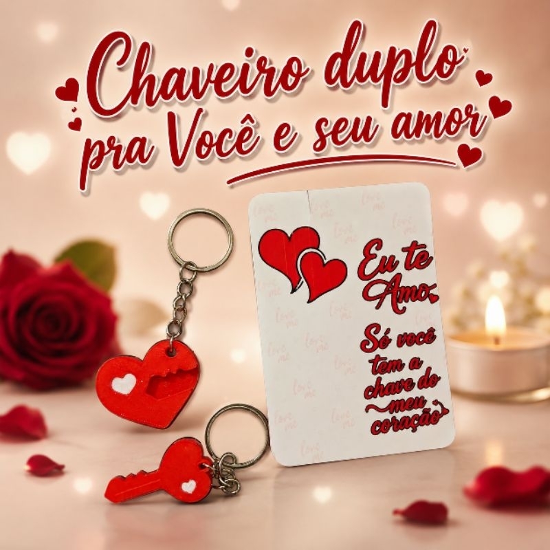 1 Chaveiros duplos namorados, para presentes, casal, casamento, noivado, mimos e lembrancinhas