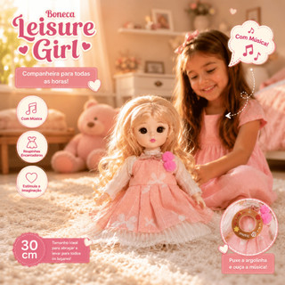 Boneca Musical Coreana Leisure Girl Roupinhas Kawaii Infantil com Caixa Lindo Presente