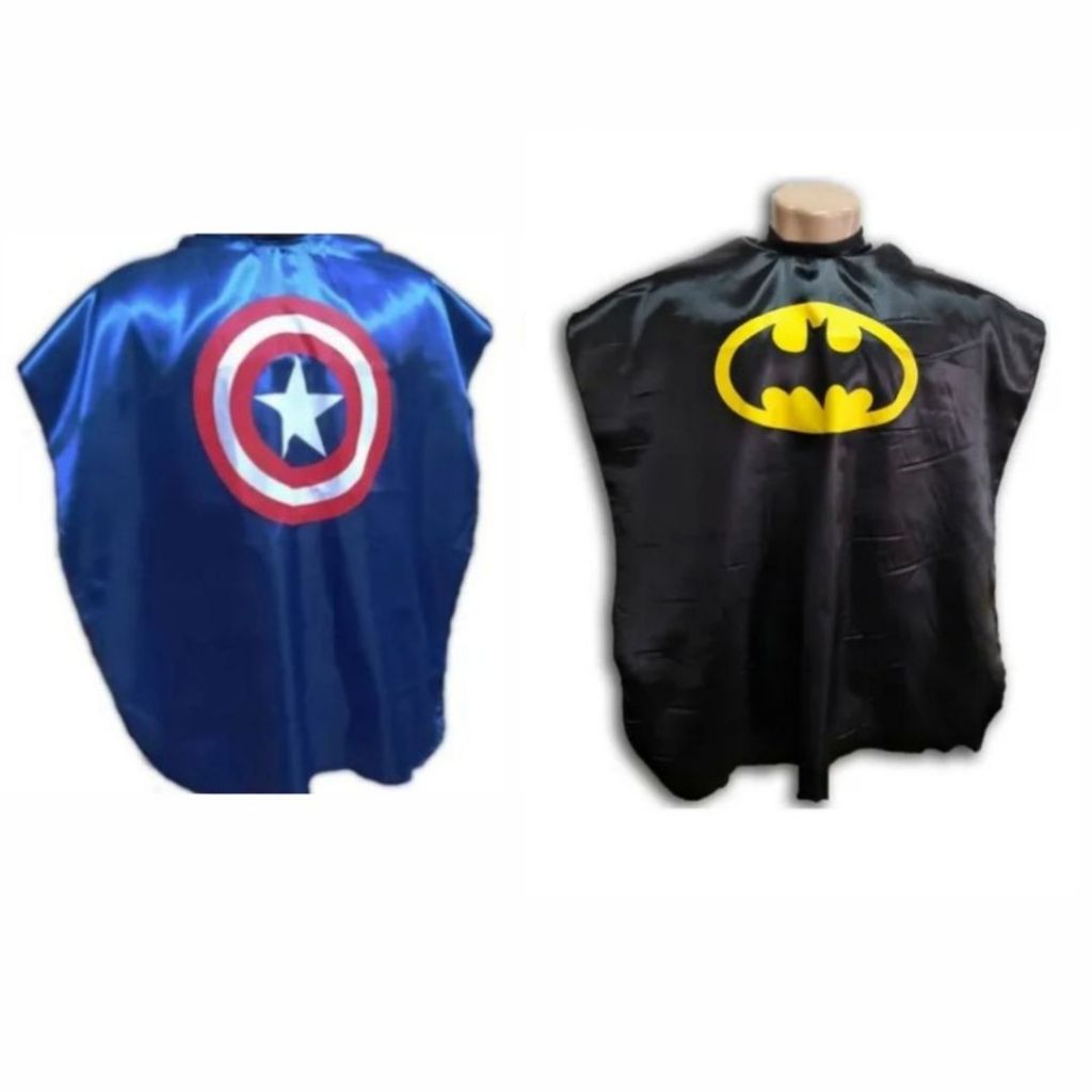Kit Com Duas Capas Para Cortar Cabelo Infantil Batman & Capitão América