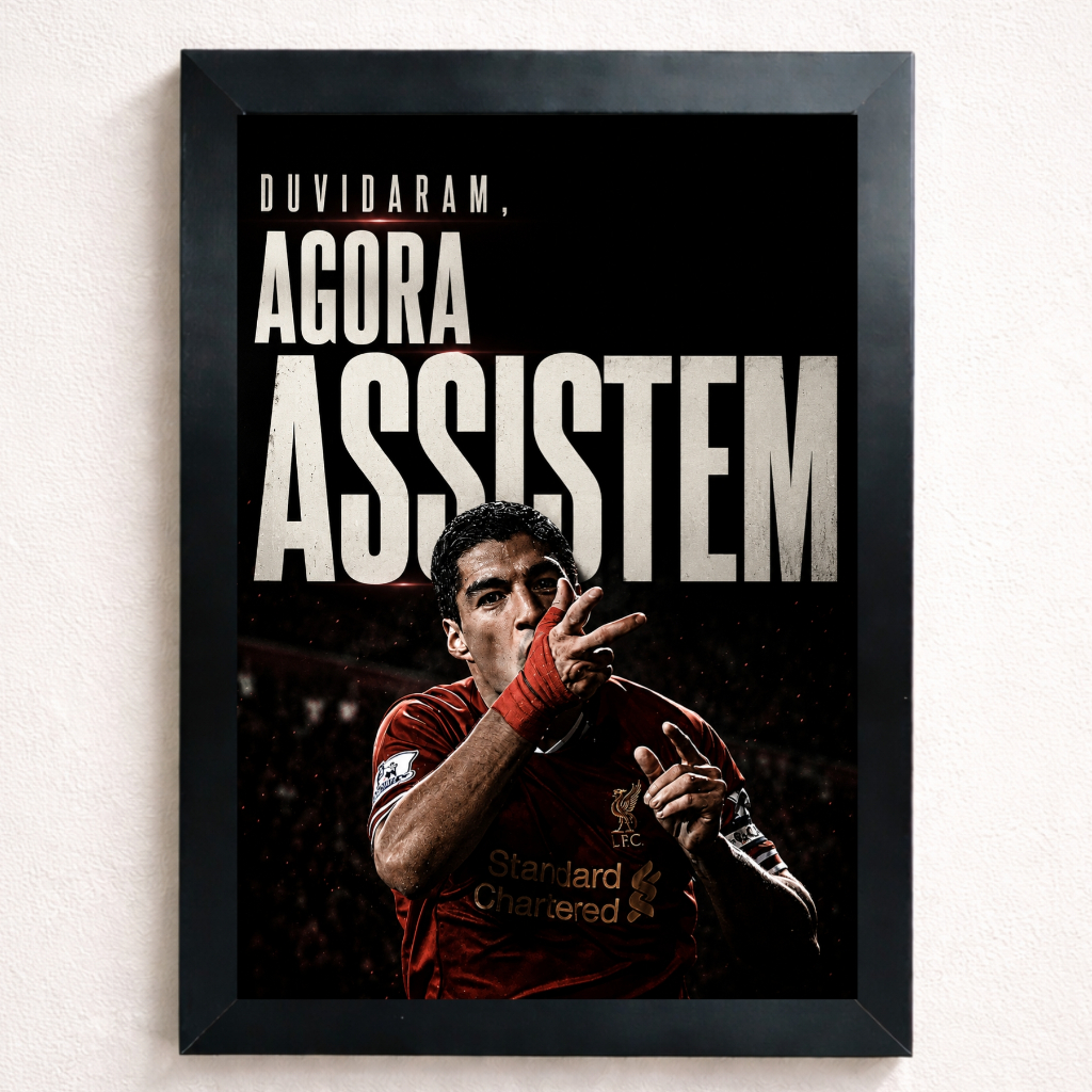 Quadro Luis Suarez Motivacional Futebol Liverpool Barcelona Messi Neymar Cr7 Foco Fé Quarto Gamer