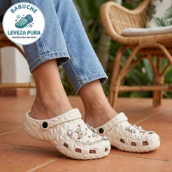 Babuche EVA Casual Macio Leve Antiderrapante Confortável com Acessórios Finos Textura 3D Diamante