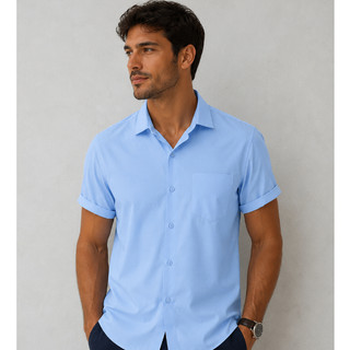 Camisa Social Manga curta com bolso,100% Microfibra,Não amassa,não precisa passar a ferro…