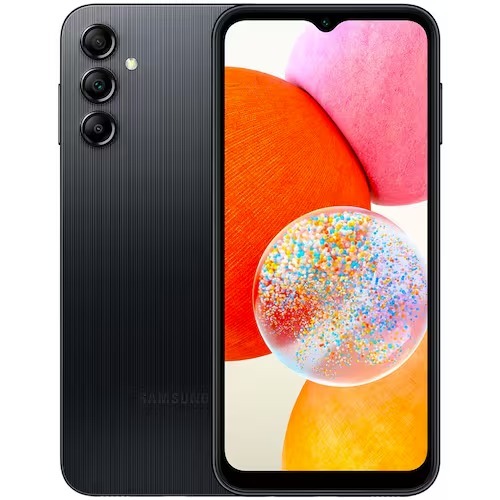 Smartphone Samsung Galaxy A14 4G Preto 128GB, 4GB RAM, Processador Octa-Core, Câmera Tripla Traseira, Selfie de 8MP, Tel