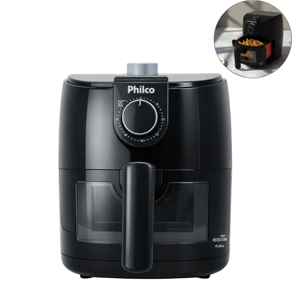 Air Fryer Philco 4 Litros 1500W sem Óleo Revestimento Redstone Antiaderente e …