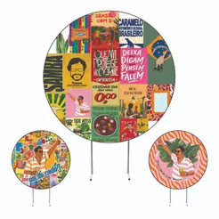 Painel de festa redondo Tema Brasilidade, lambe lambe Brasil, Tecido Sublimado