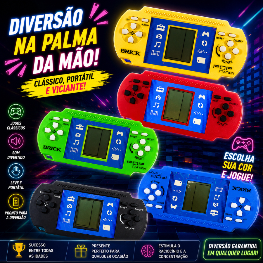 Vídeo Game Console Portátil Brick Game Jogos Super Mini Game Tetris Antigo Clássico Retrô Entretém