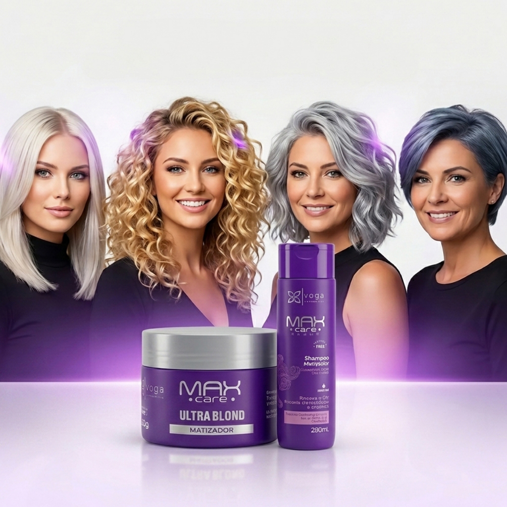 Kit Matizador Profissional inVoga Max Care Blond Platinado Shampoo e Máscara 530ml Desamarelador Anti Amarelo