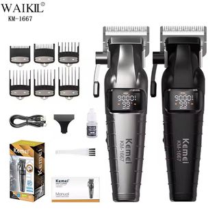 Maquina de Cortar Cabelo Profissional Turbo 9000 RPM Recarregável Kemei KM-1667