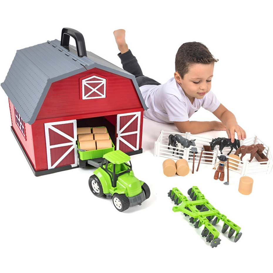 Fazendinha Completa 40 Peças Celeiro Alça Brinquedo Poliplac Envio Imediato