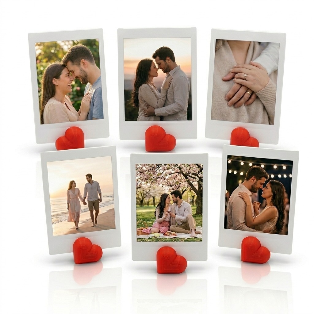 'kit 6  Porta Retrato Base Suporte Apoio Para Foto Polaroide Coração Festa Cartão Menu Casamento Decoração Aniversario''