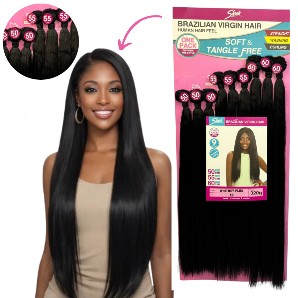 Cabelo Liso 320gr 60cm Whitney Plus Rebecca Sleek Bio Fibra Human Hair Na Tela