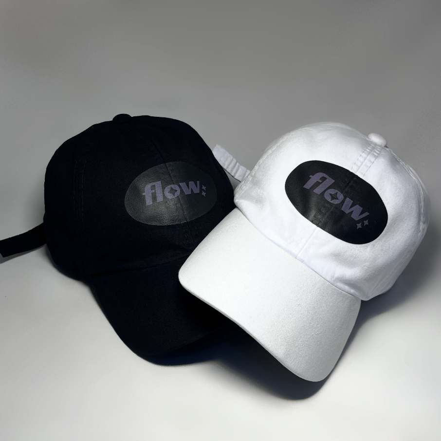 Boné Dad Hat Baseball Aba Curva Flow Premium Algodão Unissex Strapback Preto e Branco