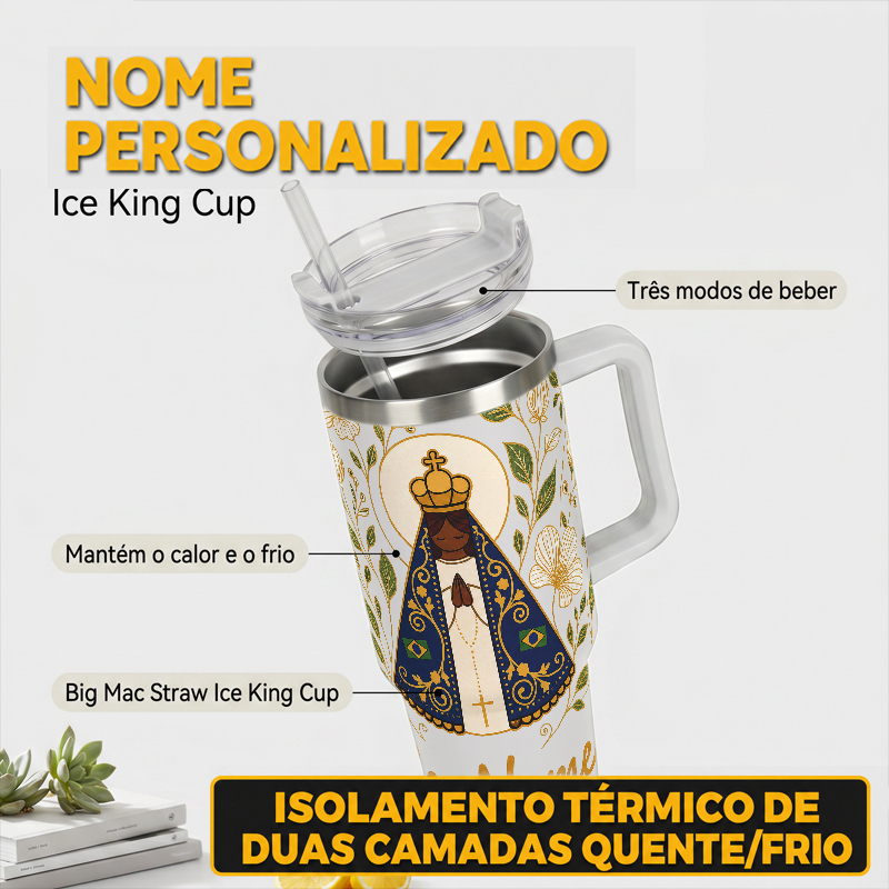 Nome Personalizado Maria Bela | Copo Térmico Inox 1200ml Grande Capacidade | Com Canudo Portátil Ideal para Presente
