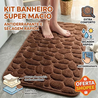 Tapete De Banho Antiderrapante Absorvente De Água Com Padrão De Pedra Para Banheiro 60x40cm