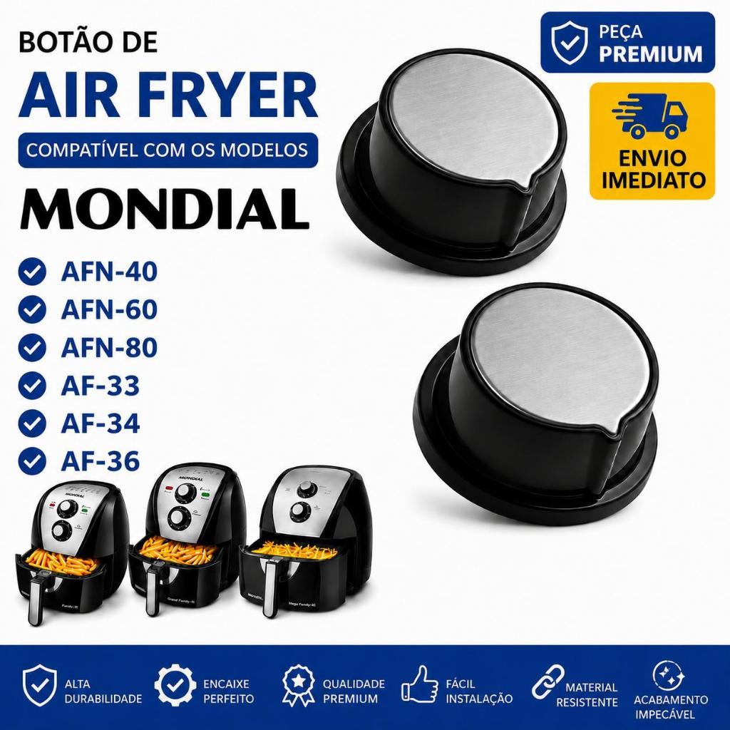 Kit 2 Botão Timer Knob Air Fryer Mondial Af-33 Af-34 AF-36