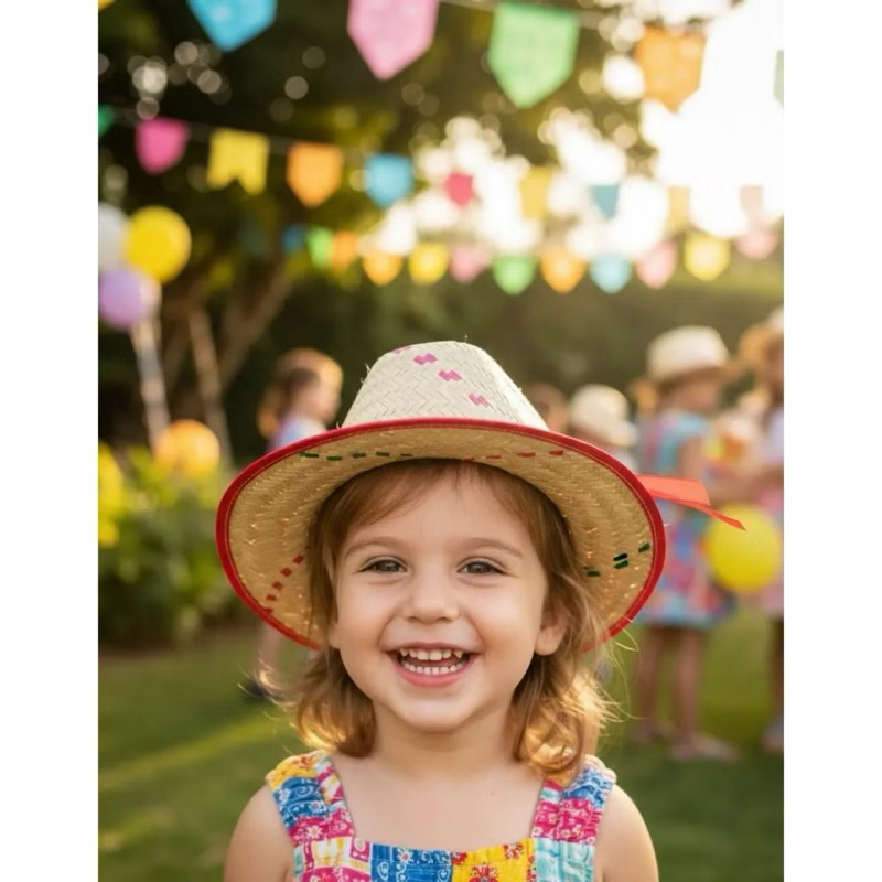 Chapéu De Palha Texano | Infantil | Festa Junina, São João, Danças, Apresentações, Malandrinho | Leve E Confortável
