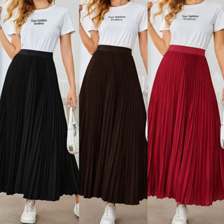Saia Longa Plissada Forrada Rodada Tendencia Moda Premium Evangelica Chique
