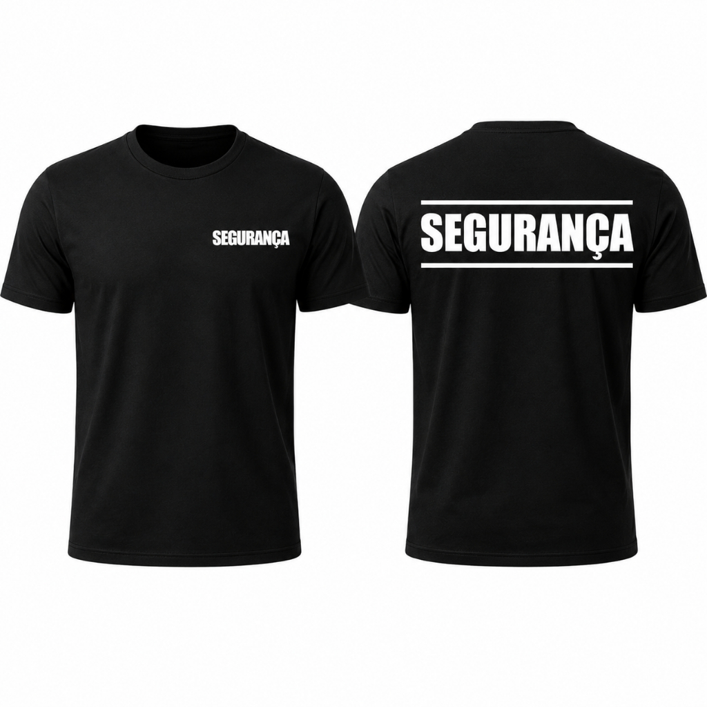 Camiseta Segurança Uniforme Profissional Estampa Frente e Costas | Vigilante Segurança Privada