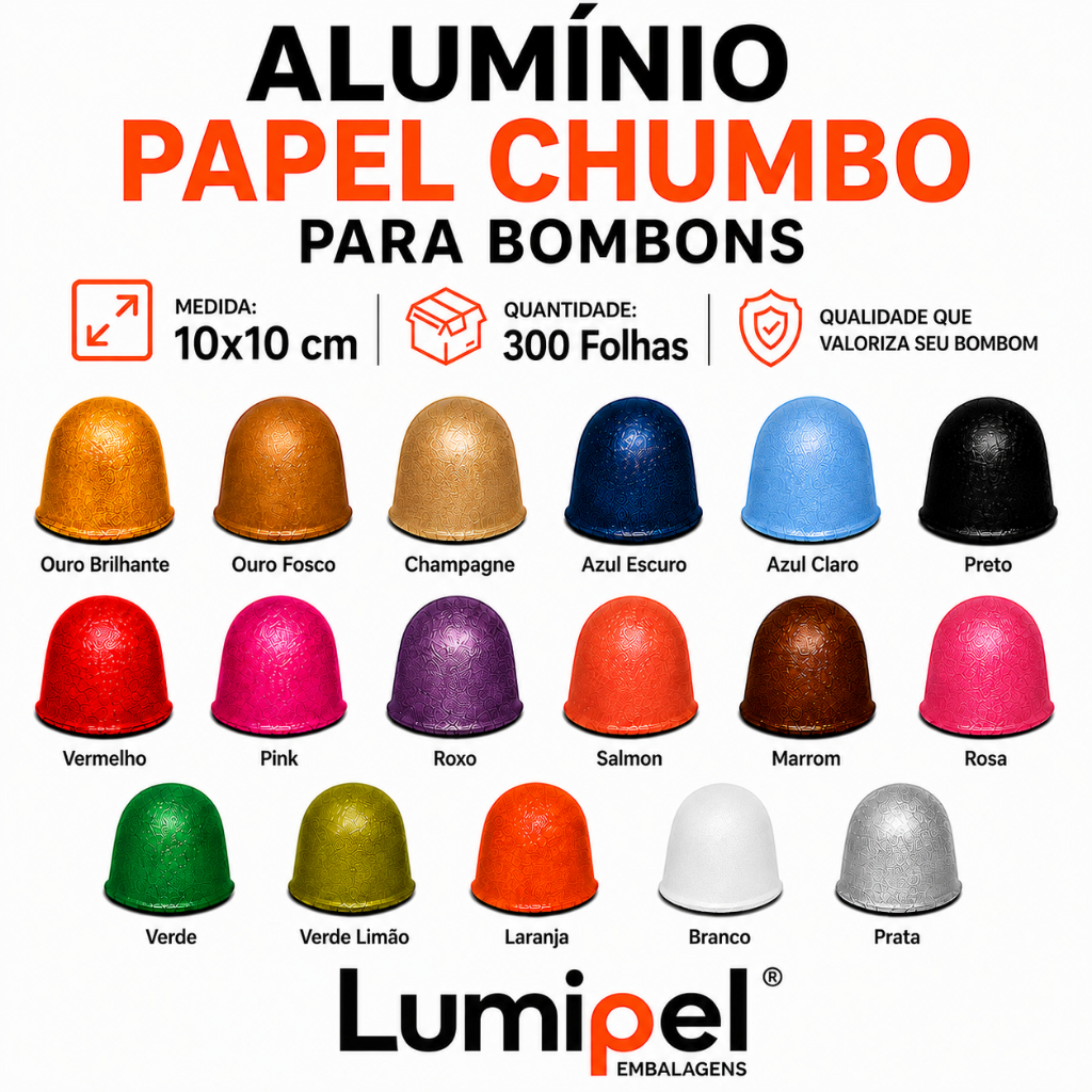 Papel Chumbo Varias Cores Lumipel 10x10cm c/ 300 Folhas