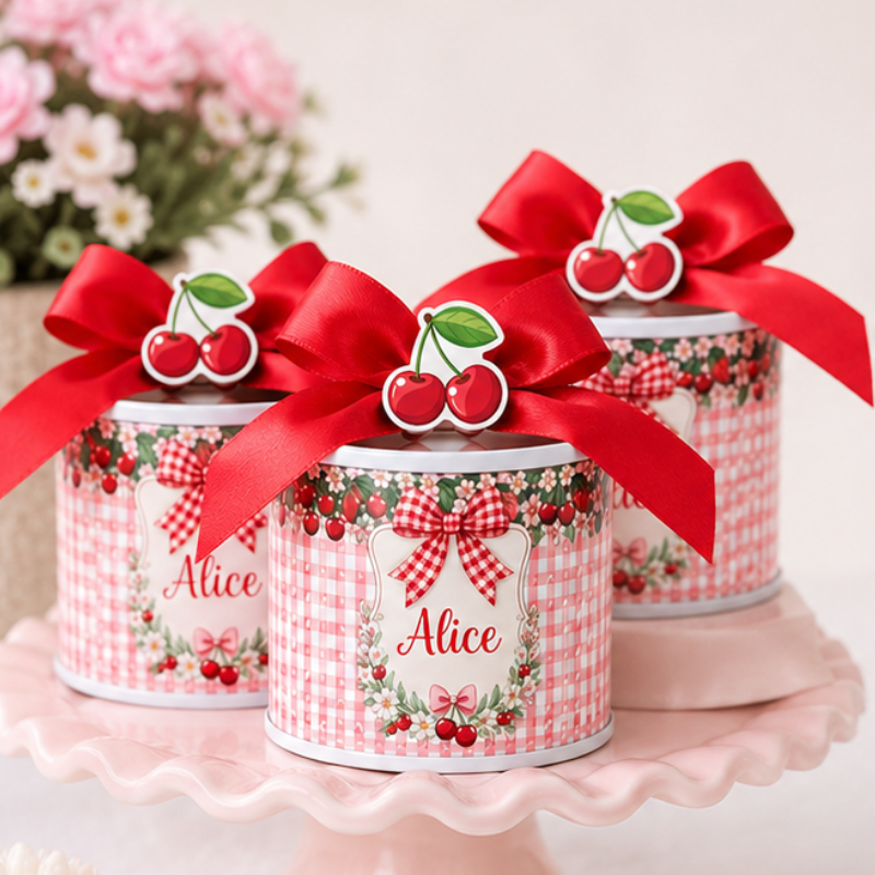 Kit tubolatas personalizadas Cereja/Cerejinha • Lembrancinha maternidade | aniversário | chá de bebê • 5x6