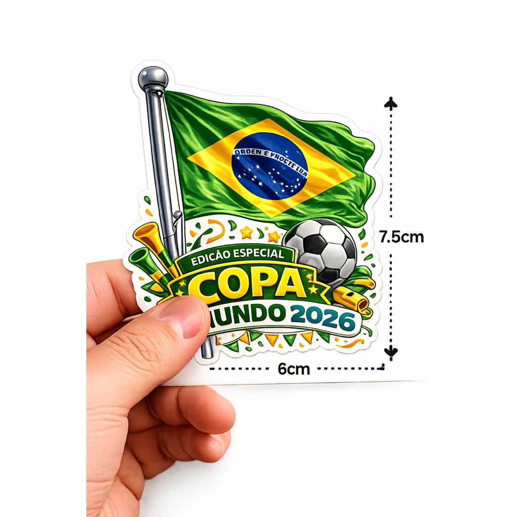 Kit Adesivos Copa do Mundo 2026 Brasil Festa Torcida 6x7,5 - Futebol Humo ao Hexa Brasil