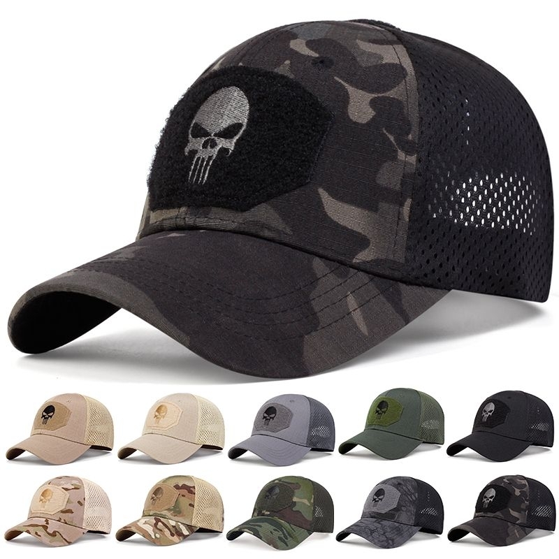 Boné Tático Militar Skull – Respirável Ajustável Estilo Militar