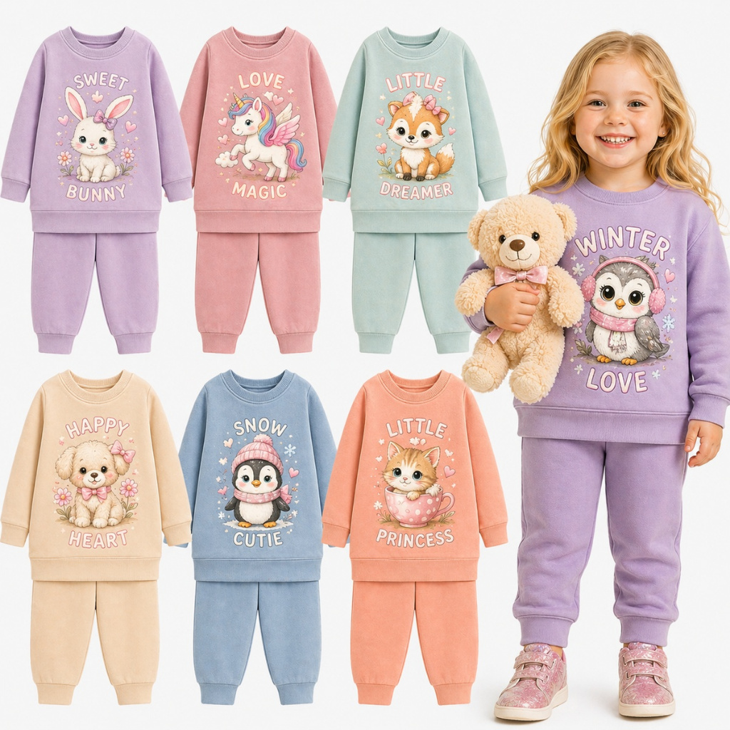 Kit Sortido 2 ou 6 Peças de Roupa de Moletom Infantil Inverno Feminino Bebê Conjunto Infantil Inverno Menina Sortidos