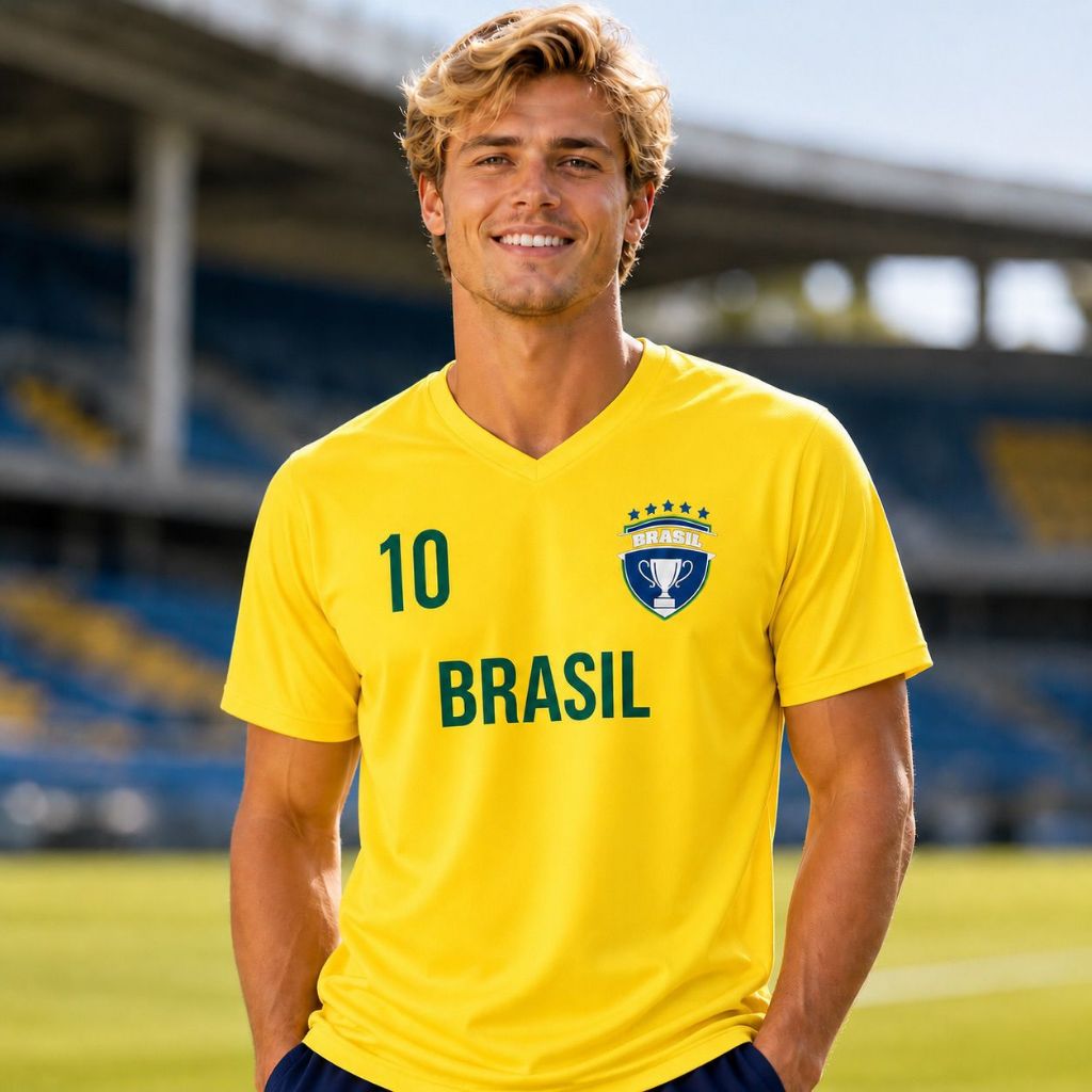 Camiseta Brasil Masculina Futebol Copa 2026 Camisa Seleção Brasileira Número 10 Torcedor Verde Amarelo