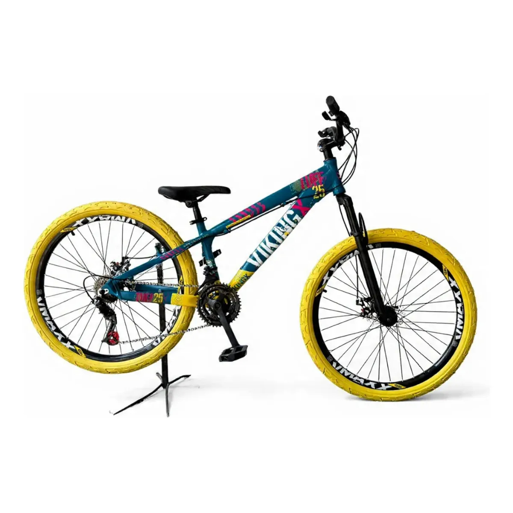 Bicicleta VikingX Tuff25 Aro26 21V Roda Vmaxx Pneu Flame Amarelo - Azul Amarelo