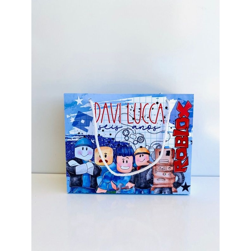 Sacolinha Personalizada Tema Roblox PEGUE E MONTE Festa Infantil Lembrancinha Aniversário Envio Rápido