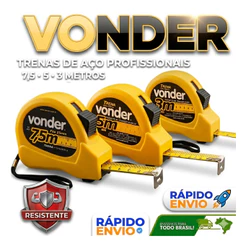 Trena De Aço 3 Metros 5 Metros 7,5 Metros Vonder Resistente Premium Oferta Top Medir