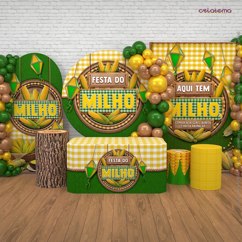 Decoração Junina Festa do Milho: Capa e Painel de Festa Arraiá São João Sublimado Tecido Veste Fácil