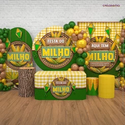 Decoração Junina Festa do Milho: Capa e Painel de Festa Arraiá São João Sublimado Tecido Veste Fácil