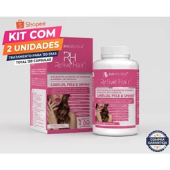 Kit Relive Hair Biocêutica 2 Un (120 caps) - Cabelo, Pele, Unhas | Crescimento e Fortalecimento