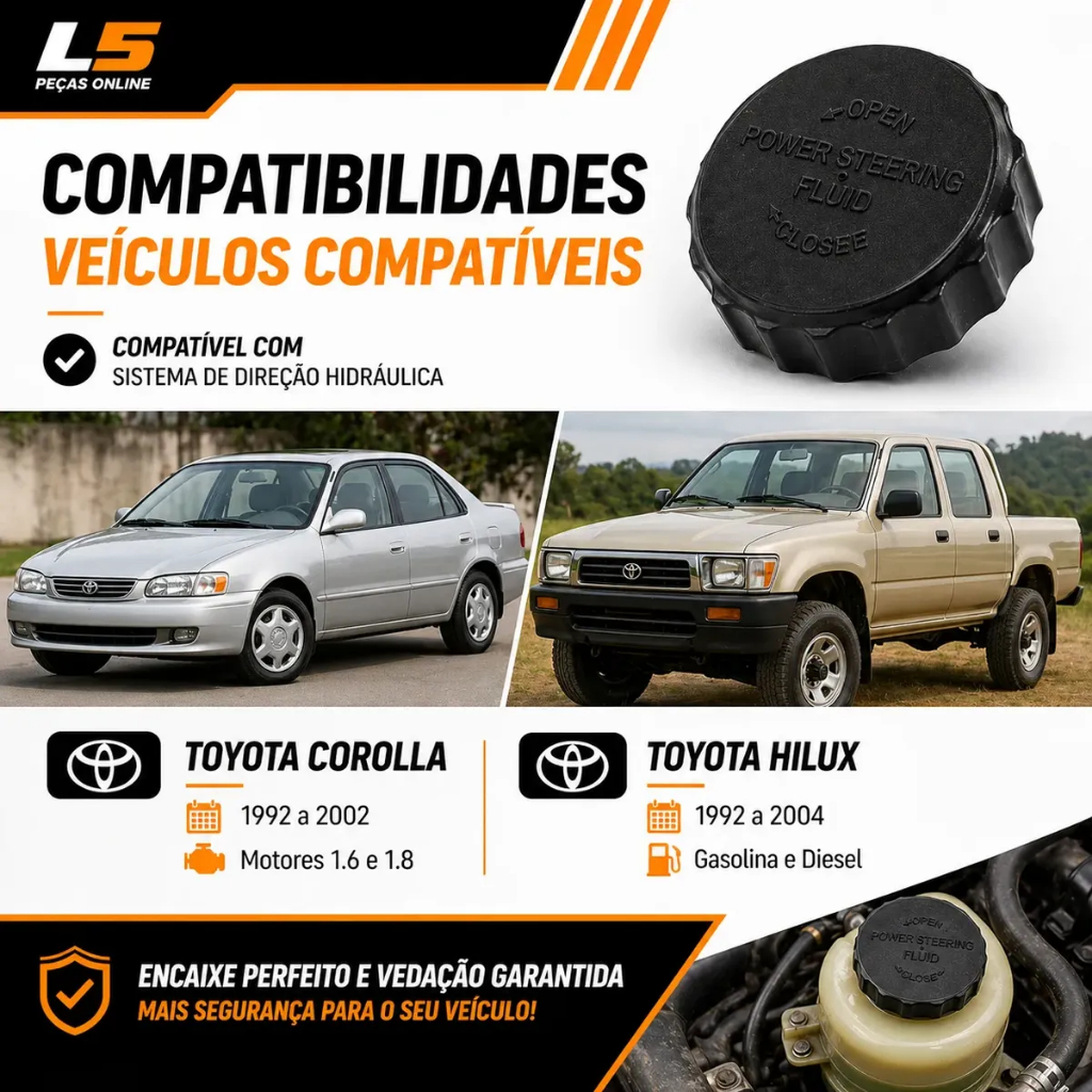 Tampa Reservatorio Direcao Hidraulica Toyota Corolla 1992 A 2002 XEI SE-G Fielder Oleo Peça