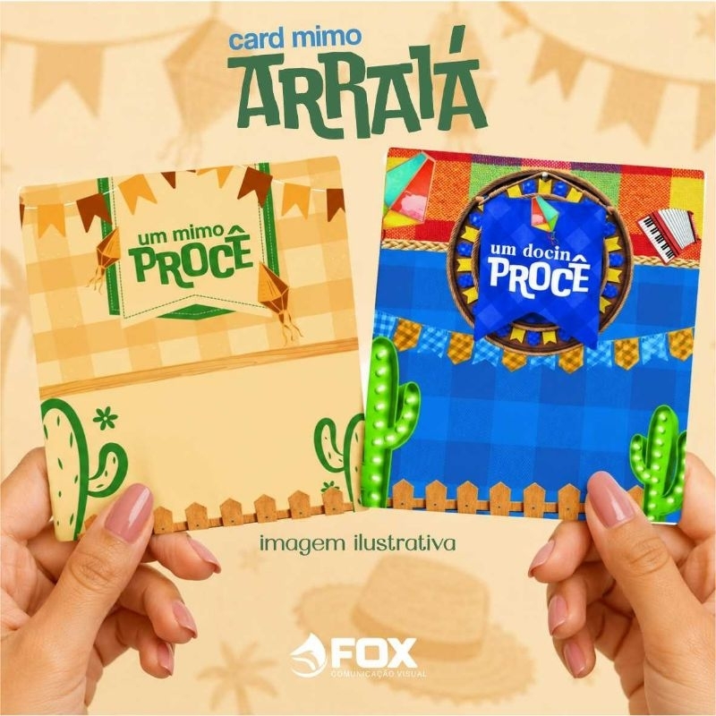 Cartão para Mimo Festa Junina 9x10cm Papel C2S 300g com Verniz Frente