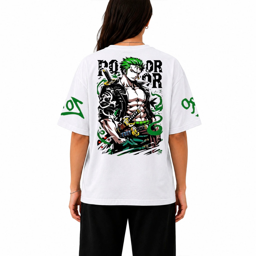 Camiseta Oversized Streetwear Camisa Moda Estilo Zoro Anime Desenho Tesouro One Piece Gym Academia Treino Estampado