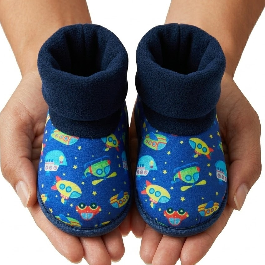 Pantufa Botinha Infantil Baby Menino Estampa Divertida Antiderrapante Conforto