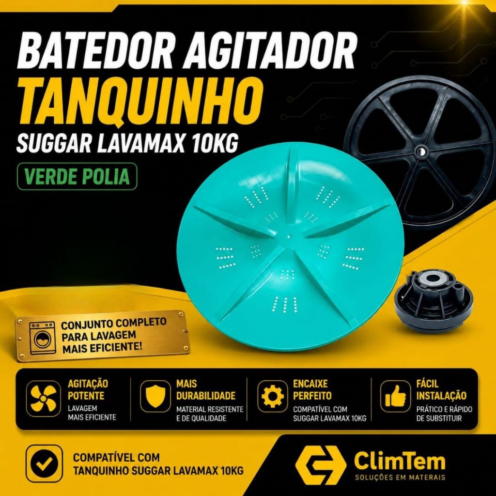 Batedor Agitador Tanquinho Suggar Lavamax 10kg Verde Polia